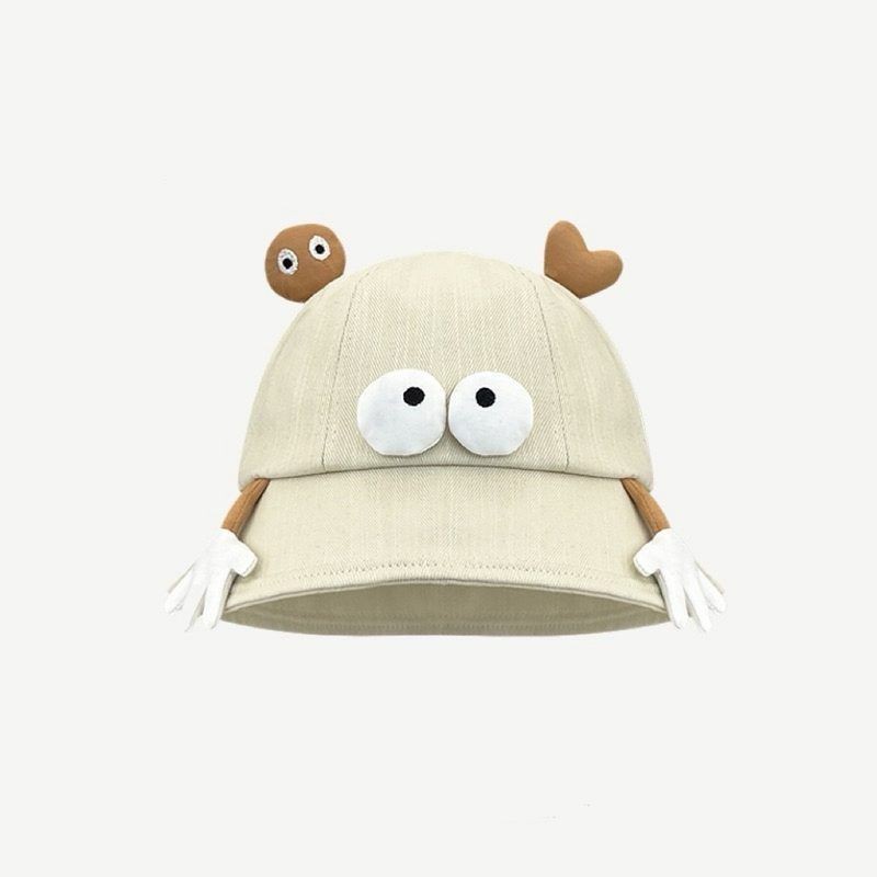 Funny Bucket Hat Female Spring Summer Big Eyes Cartoon Cute Sunshade Basin Hat Outdoor Face Small Wide Brim Sunscreen Hat
