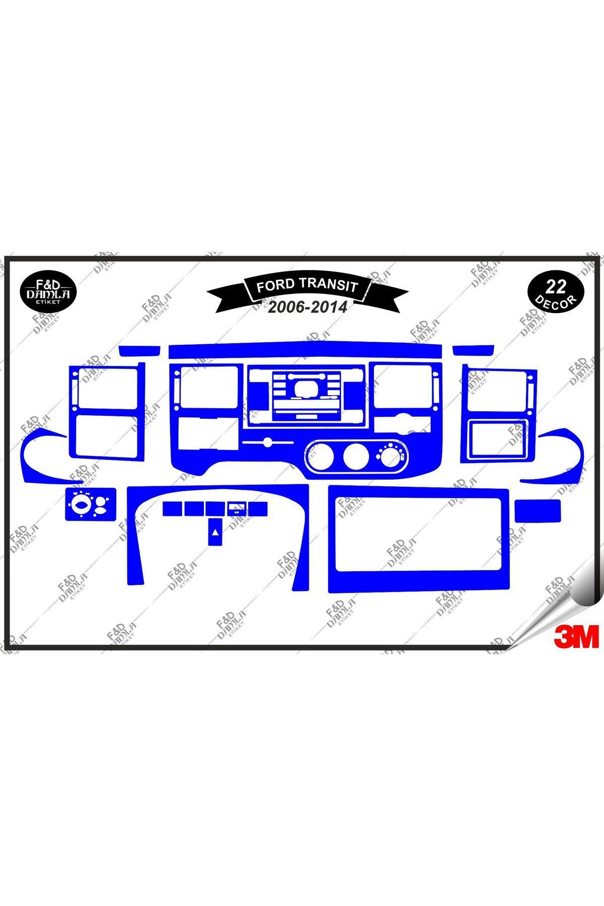 

Ford Transit 2006-2014 Torpido Konsol Trim Göğüs Maun Kaplama Set 22 Parça Mavi