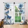 Set Of 2 Rustic Versatile Polyester Transparent Curtains Home Decoration Blue Butterfly Daisy Use Bedrooms Curtain Perfect For Bedroom