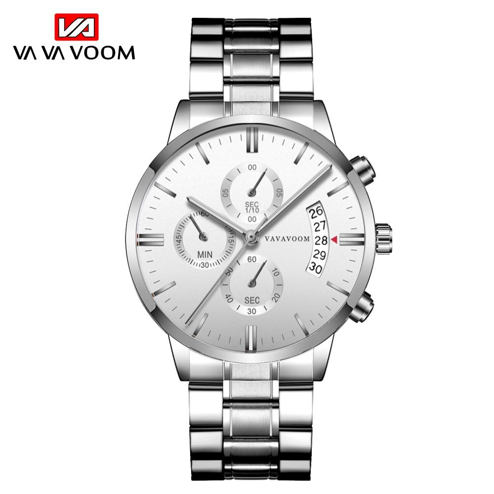 VA VA VOOM Top Brand Luxury Men Quartz Watch Wristwatches Men's Business Stainless Steel Watch Wristwatch Casual Clock Men Quartz Watches