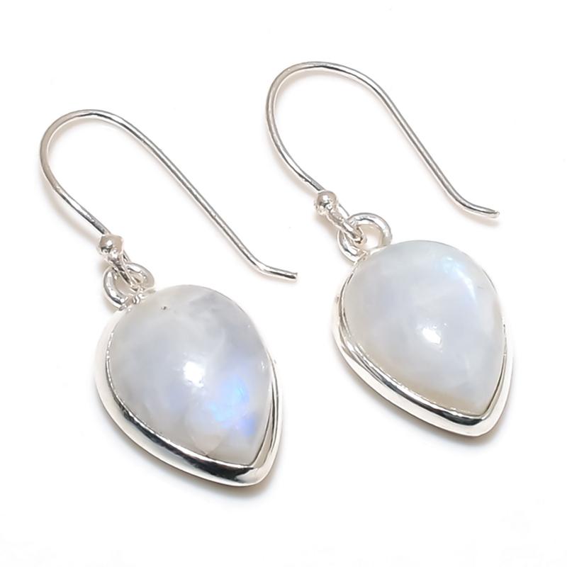 Naturaal Rainbow Moonstone Gemstone Earrings, 925 Sterling Silver Earring, Handmade Boho Silver Jewelry Dangle Earrings, Gift For Mom