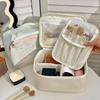Portable Cartoon Print Sorting Cosmetic Bag Large Capacity with Handle Makeup Bag Square PU Travel Toiletry Bag