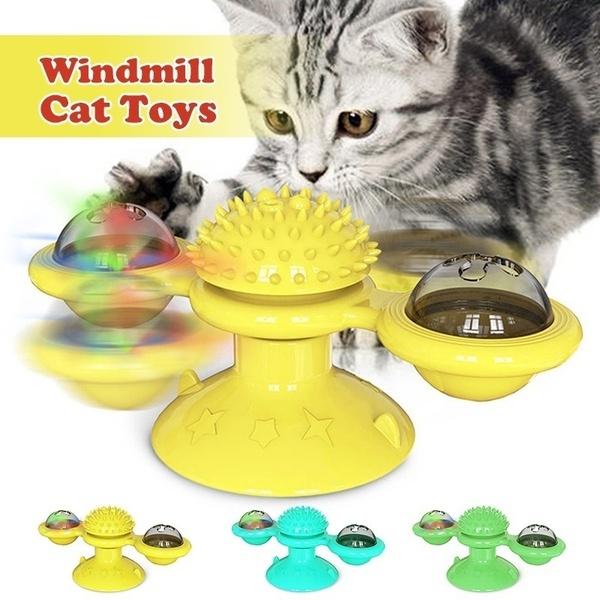 New Windmill Cat Toy Turntable Teasing Pet Toy Scratching Tickle Cats Hair Brush Funny Entertainment Toy for Cat
