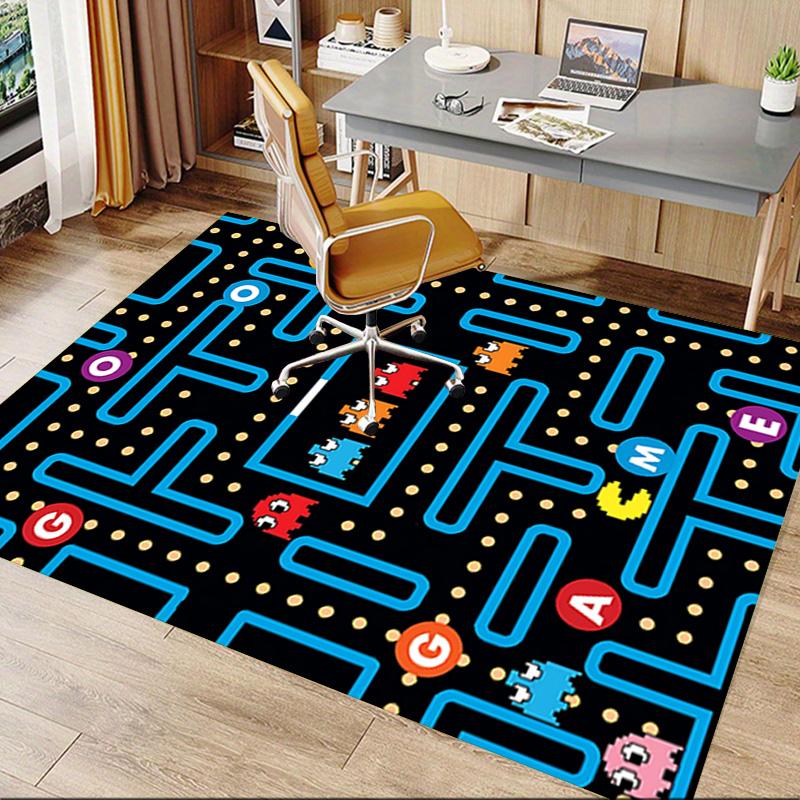 1pc Pacman Maze Adventure Carpet for Playroom Bedroom Living Room Sofa Home Decor,kids Game Area Rug Non-slip Floor Mat Y730143