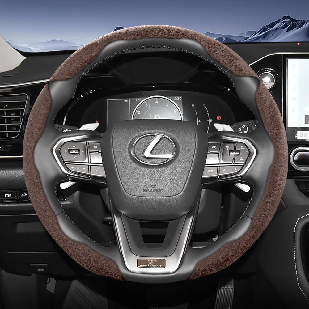 Suitable for Lexus Sports Suede Steering Wheel Cover, Split Snap-On Type, Non-Slip and Durable, for Models Such as Rx Nx Es Gx Lbx Ux Is Rz Lx