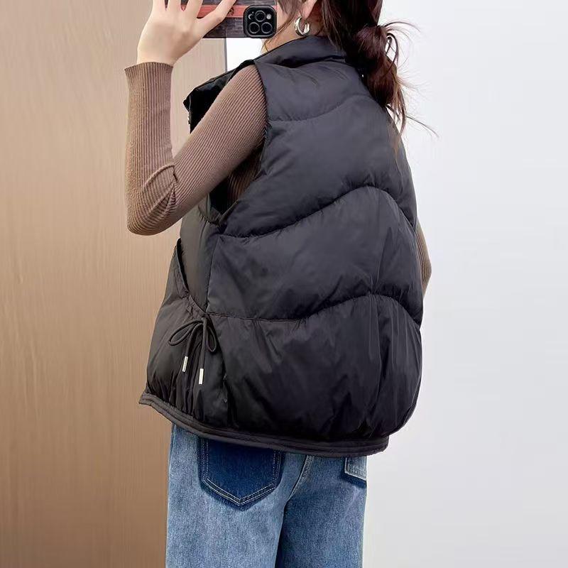 Women's Short Internet Celebrity Cute Cold Shoulder Coat Thin Autumn and Winter Thick Versatile Padded Vest