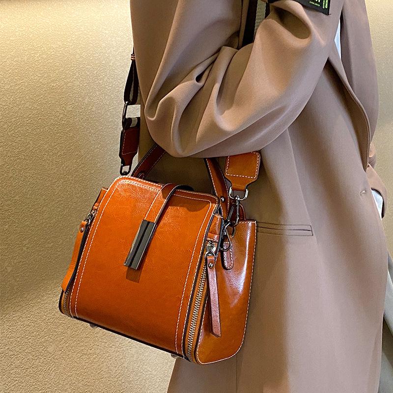 

Women s Genuine Leather Bucket Handbag - High-End Fashion, Large Capacity, Single Shoulder, Crossbody Bag 21*10*20 cm