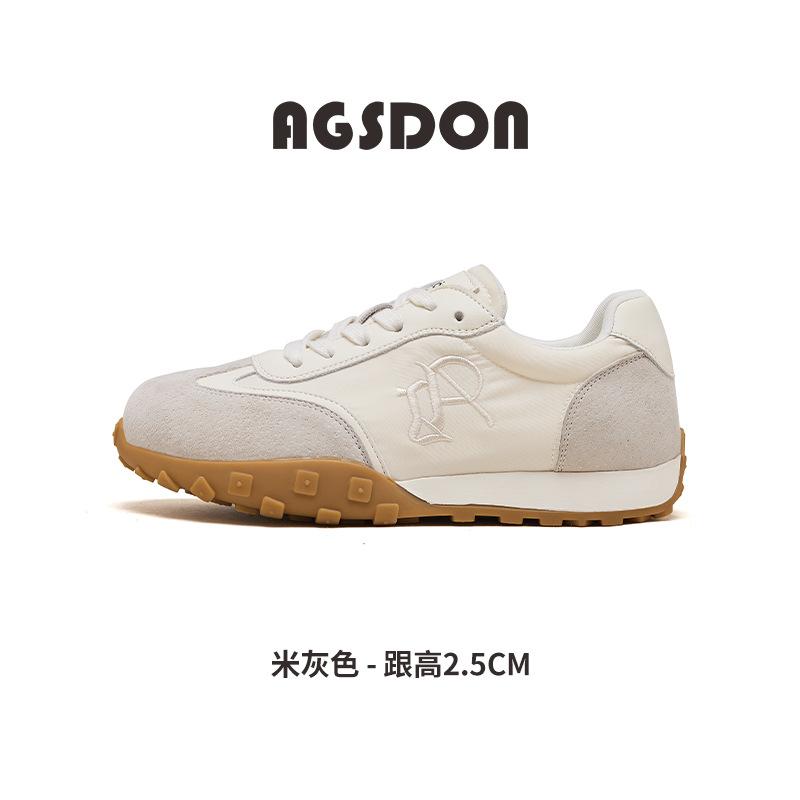 Augusteng Platform German Training Shoes Women's 2025 Summer New Academic Style Flat Bottom Sports and Leisure Women's White Shoes