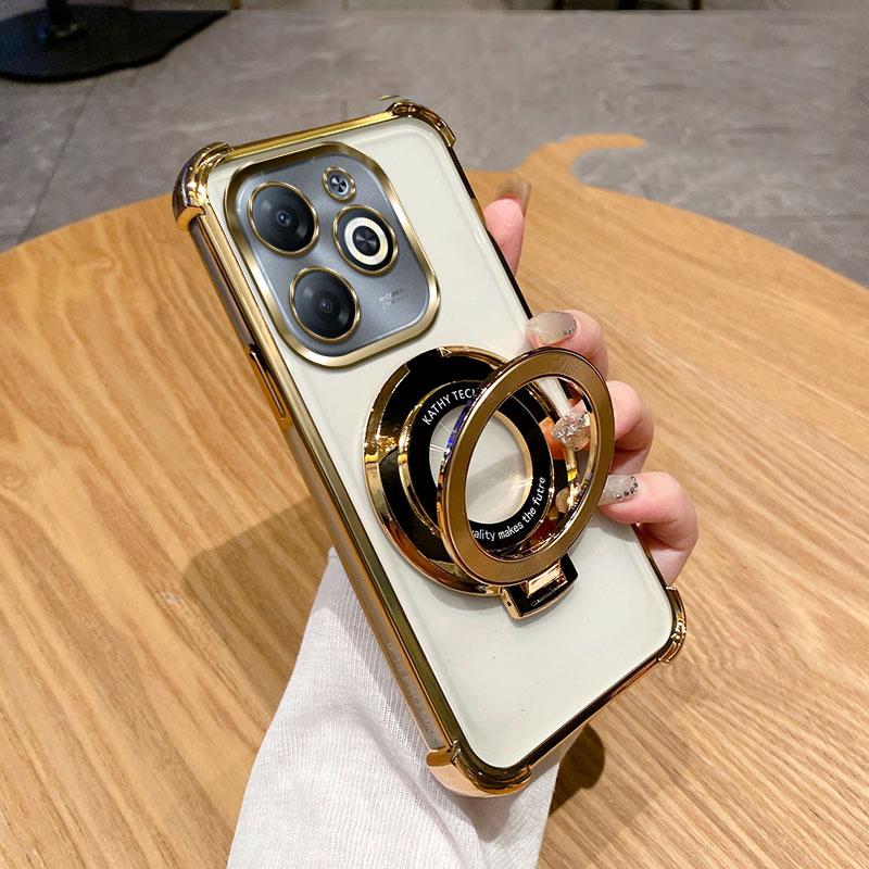Luxury Shockproof Magnetic Bracket for Magsafe Clear Case for Funda Tecno Spark 20 Pro Spark20 20Pro 20C With Holder Stand Cover