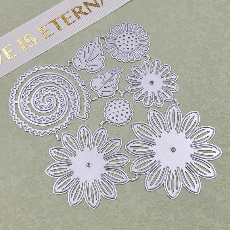 Flower Design Sunflower Leaf 3d Style Metal Cutting Die Stencil For Diy Scrapbooking Album Photo Embossing Paper Card Craft Decor