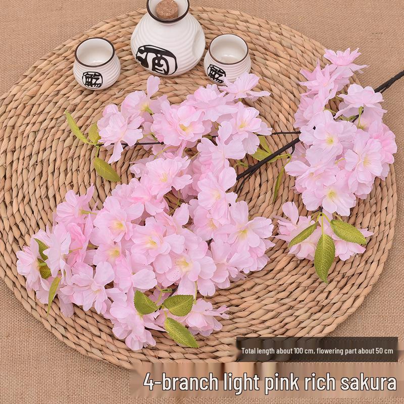 Silk Cherry Blossom Branch Artificial Vine: Floral Decoration for Weddings and Indoor Spaces