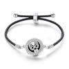 Stainless Steel Tree of Life Aromatherapy Bracelet with Diamonds and Leather Band