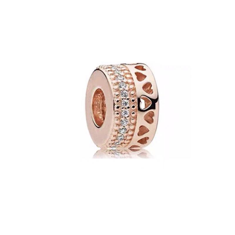 New Sparking Rose Gold Plated Clip Charm Beads Fit Original Snake Bracelet Necklace Beads For Diy Jewelry Women Jewellery Gift