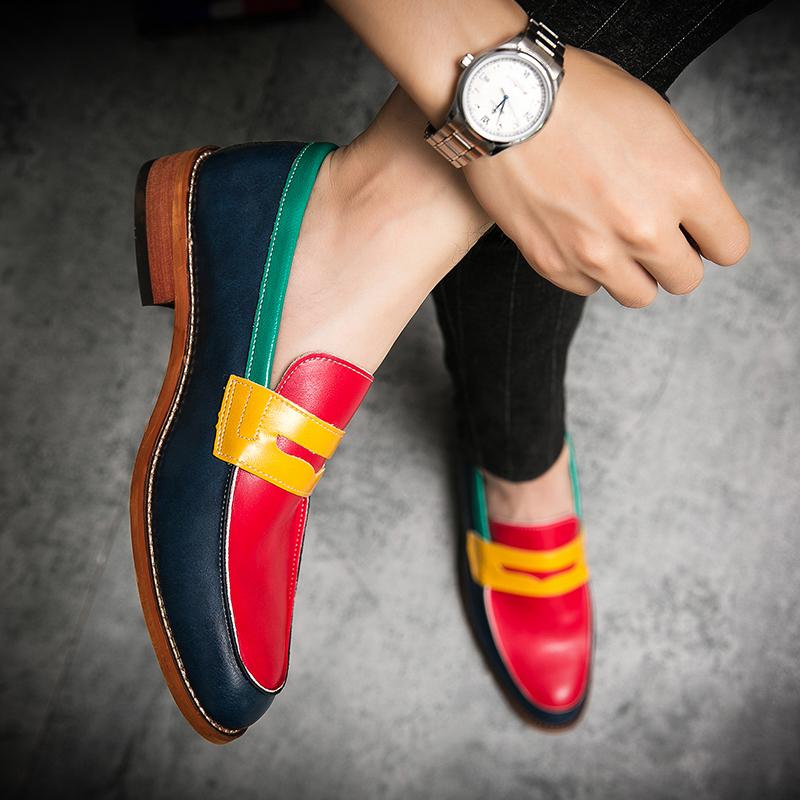Fashion New Colorful Loafers for Men Casual Luxury Slip-On Spring Autumn Wedding Shoes Men Dress Shoes Wedding Fashion Party Dance shoes
