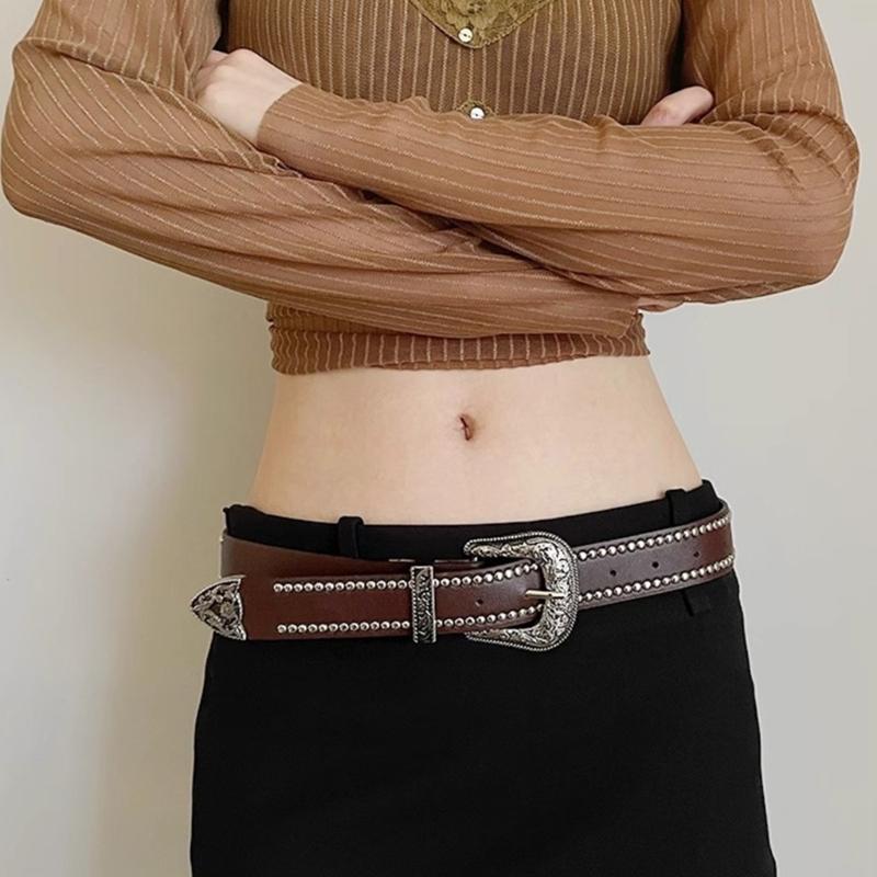 PU Waist Belt with Adjustable Pin Buckle for Fashion Enthusiasts Jeans Skirt