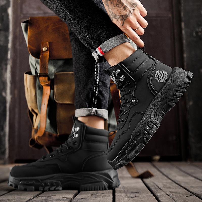 British Style Brown Men's Motorcycle Boots Original Fashion Casual Platform Boots Men Winter Street Leather Ankle Boots For Men