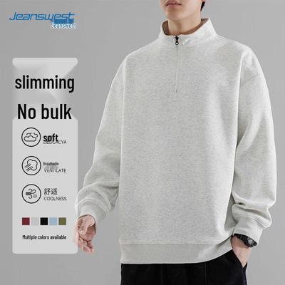 JEANSWEST Men's Half-Zip Stand Collar Pullover Sweatshirt