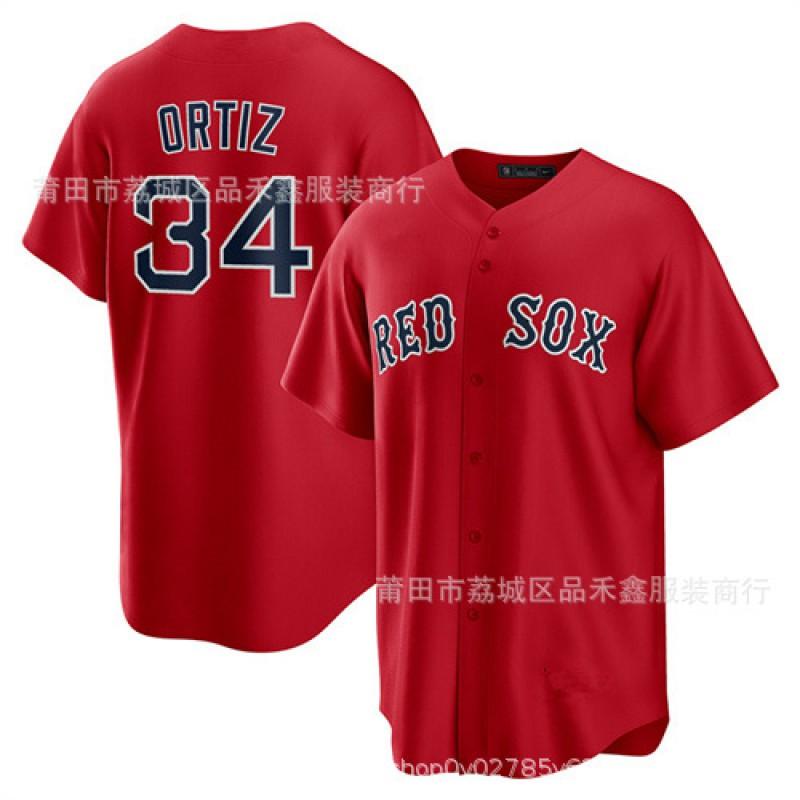 Boston Red Sox 34 Ortiz Baseballtrikot Baumwolle Herren Damen Unisex Sport Fanartikel Herbst Winter