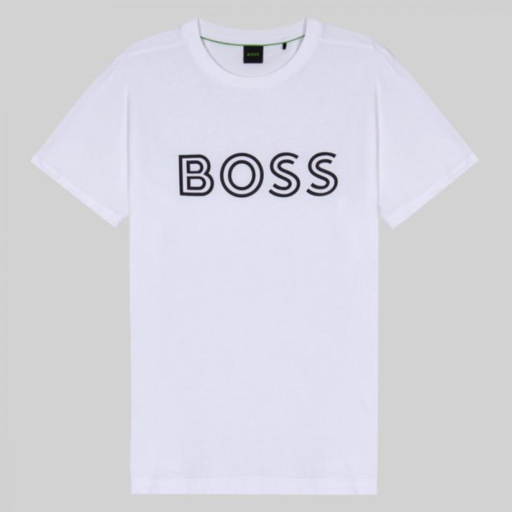 Boss Regular FiT Logo ArTwork CoTTon Jersey T shirT whiTe 50519358100 S