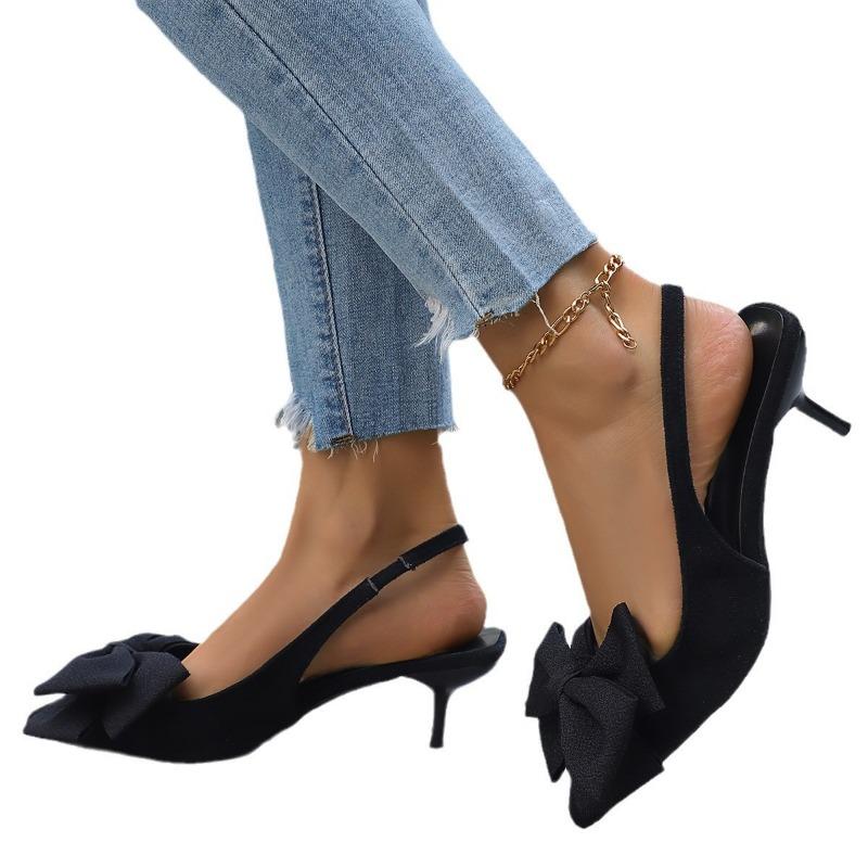 High Heels Spring and Summer Retro Style Shoes Elegant Thin-heeled Pointed Sandals