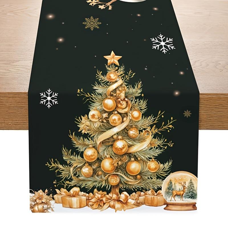 Christmas Table Runner Christmas Eve Dinner Table Decorations Gingerbread Man Santa Claus Table Cloth Cover Xmas Accessories