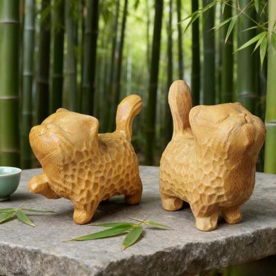 Handcrafted Wooden Cat Figurine, Charming Collectible for Various Room Types - Craft for Collectors and Animal Decor Enthusiasts