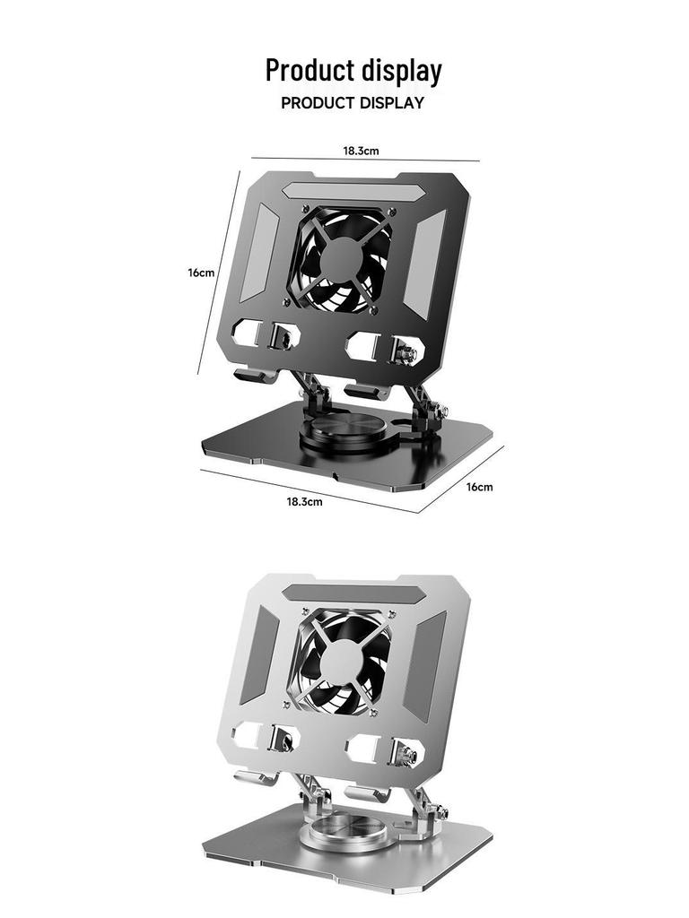 Rotating Foldable Metal Tablet Stand with Built-In Radiator