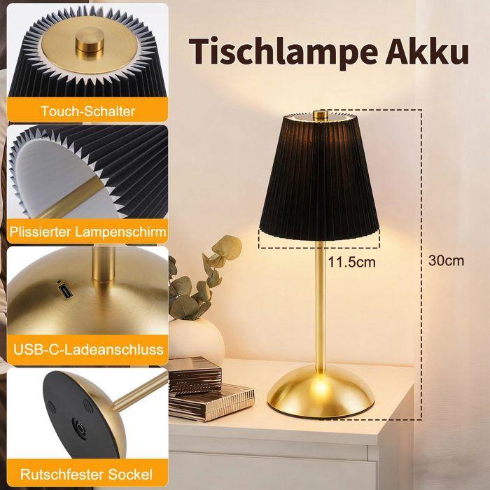 Lampe de table LED - NETTLIFE - Lot de 2 - Dimmable - Abat-jour métal noir - 3000K