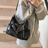 Chic PU Leather Messenger Bag for Women with Side Pockets and Removable Charm Shoulder Purse