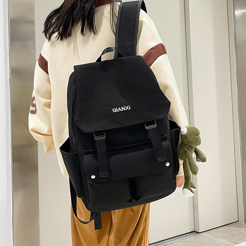 Minimalist Letters Embroidered Nylon Daypack With Breathable Shoulder Straps