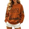 Women's Halloween Print Long Sleeve Neck Sweatshirt Casual Fall Pullover Top
