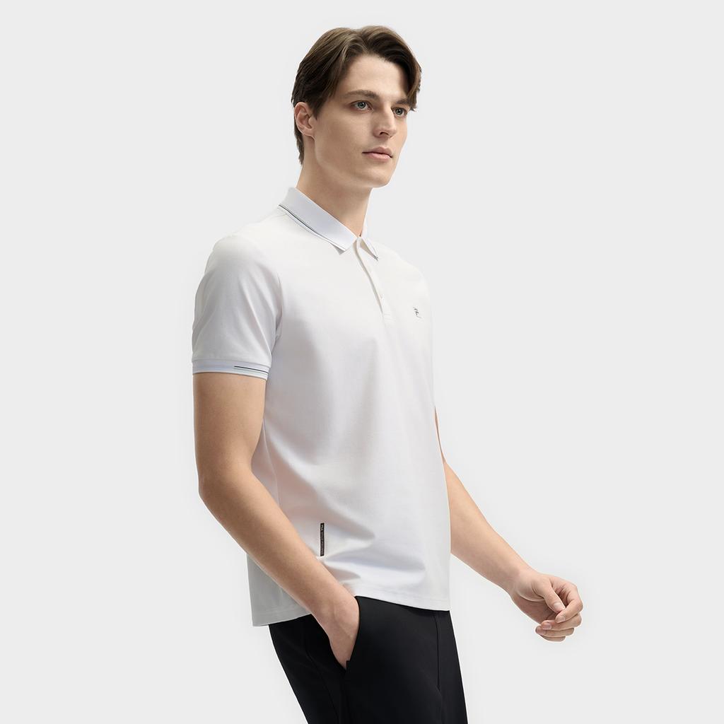 FILA White Five Color Polo Fashion Casual Versatile Simple Cool Feeling Knitted Breathable Short Sleeve Polo Shirt Men tops F11M523105FWT