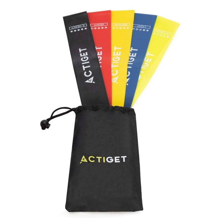 ACTIGET Bandes de résistance d'exercice de fitness lot de 5, résistance de 1 à 20 kg, (noir, rouge, bleu, jaune)