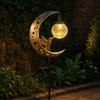 Solar Moon And Hummingbird Garden Light, Outdoor Cracked Glass Ball Stake Lamp for Yard, Waterproof Automatic LED Lighting for Patios Lawns