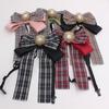 Preppy Houndstooth Bow Tie Flower Lapel Shirt for Women - TS326