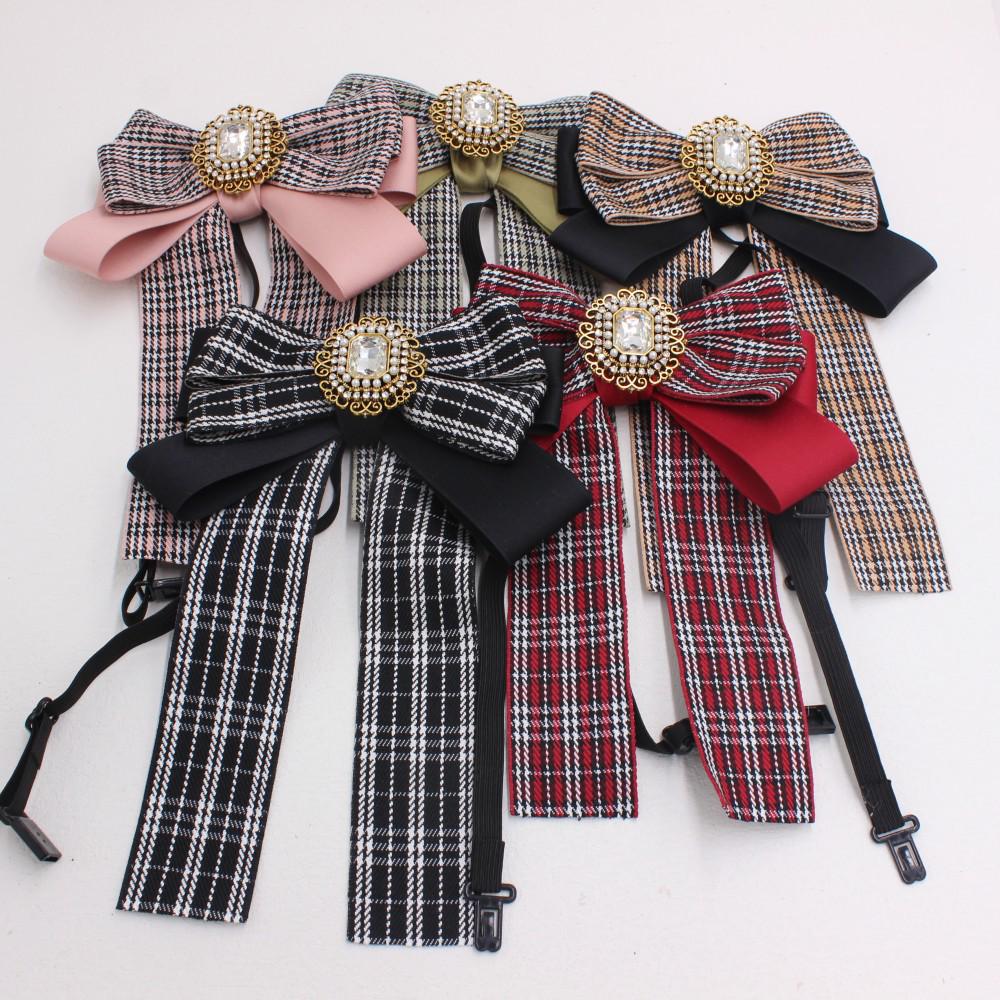 Preppy Houndstooth Bow Tie Flower Lapel Shirt for Women - TS326