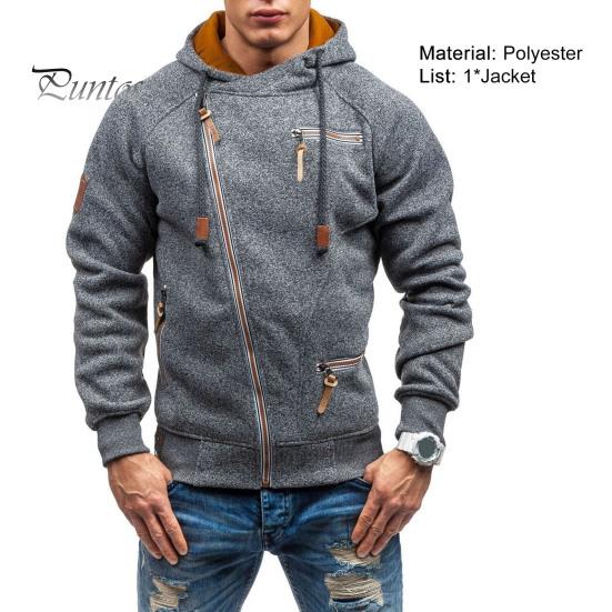 men's oblique zipper hoodie