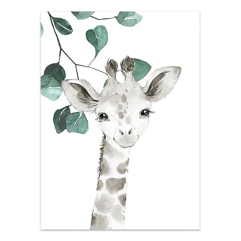 

Сафари Детские Животные Холст Плакат Детская Зебра Жираф Настенная Художественная печать Эвкалипт Картина с животными Скандинавские детские фотографии для спальни 21cm×30cm NoFrame