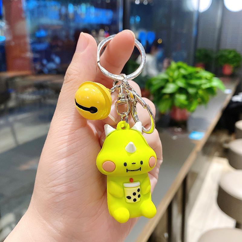 Adorable Silicone Keychain With Cute Dinosaur Cartoon Design For Bags And Keys