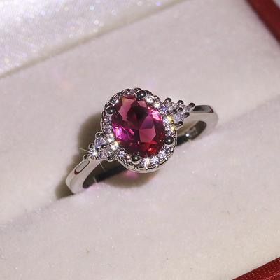 Nouvelle Bague Zircon Rouge Mode Européenne et Américaine pour Femmes