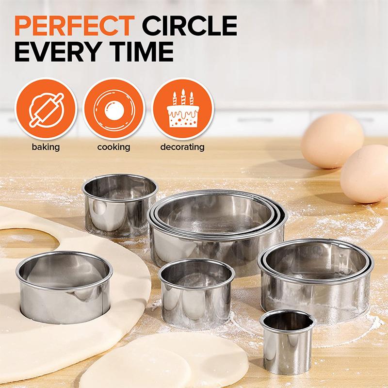11/12pcs Round Cookie Mold Set Stainless Steel Cutting Mold Suitable for Baking Cakes Mousse Donuts Fondant Cookie Ring Mold