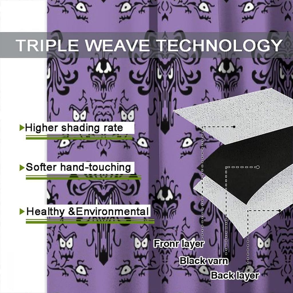 Halloween Curtains Horror Spooky Drapes Haunted House Mansion Curtain Bedroom Living Room Decor Made Of Polyester With Rod Pocket Great