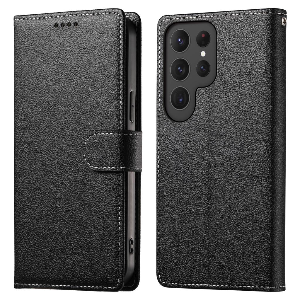 DF-012 For Samsung Galaxy S24 Ultra Case Litchi Texture Leather Wallet Stand Phone Cover