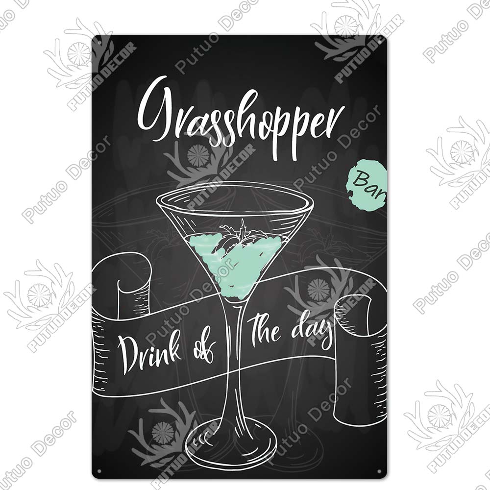Putuo Decor Cocktail Vintage Metal Sign Tin Sign Decorative Plaque Wall Decor Bar Pub Man Cave Living Room Decoration