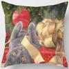 45x45cm Cute Cat Print Square Pillowcase Living Room Sofa Car Office Cushion Cover Bedroom  Home Decoration