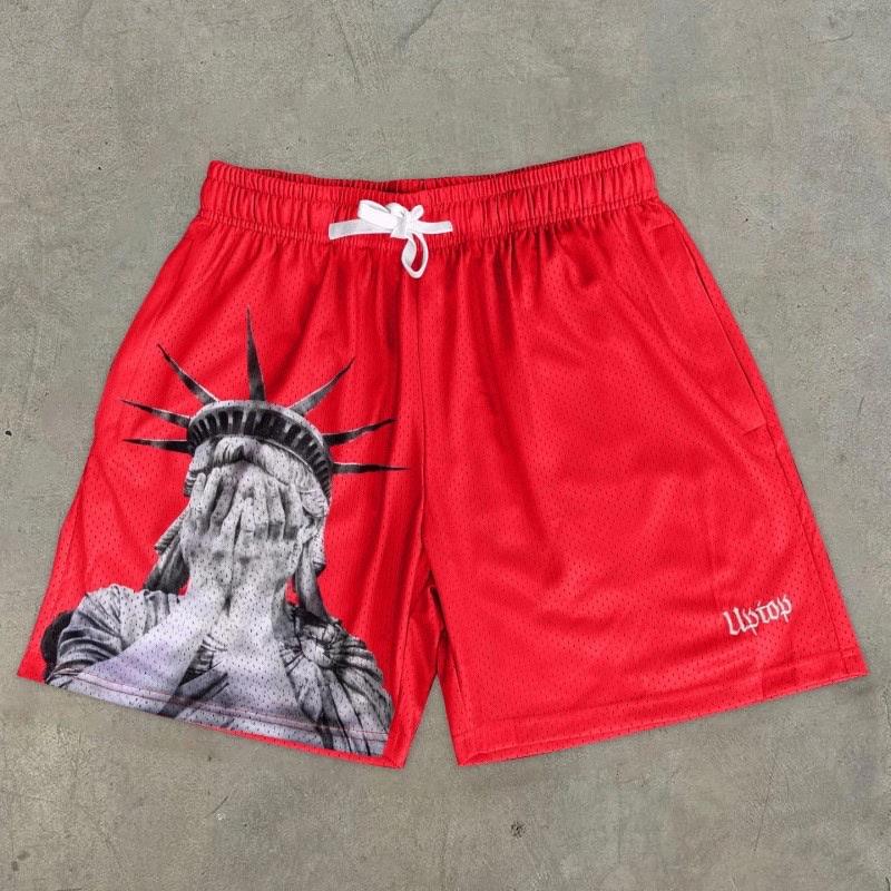 FlowStreet Summer Hot Selling 3D Printed Flame Printed Shorts, Quick Drying Sweat Absorbing Sports Shorts