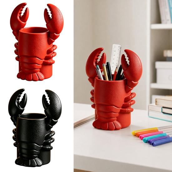 jijijing Lobster Pen Holder, 3D Printed Desktop Organizer, Crayfish Pencil Stand for Office Desk Student Supplies, Halloween Party Decoration Gift