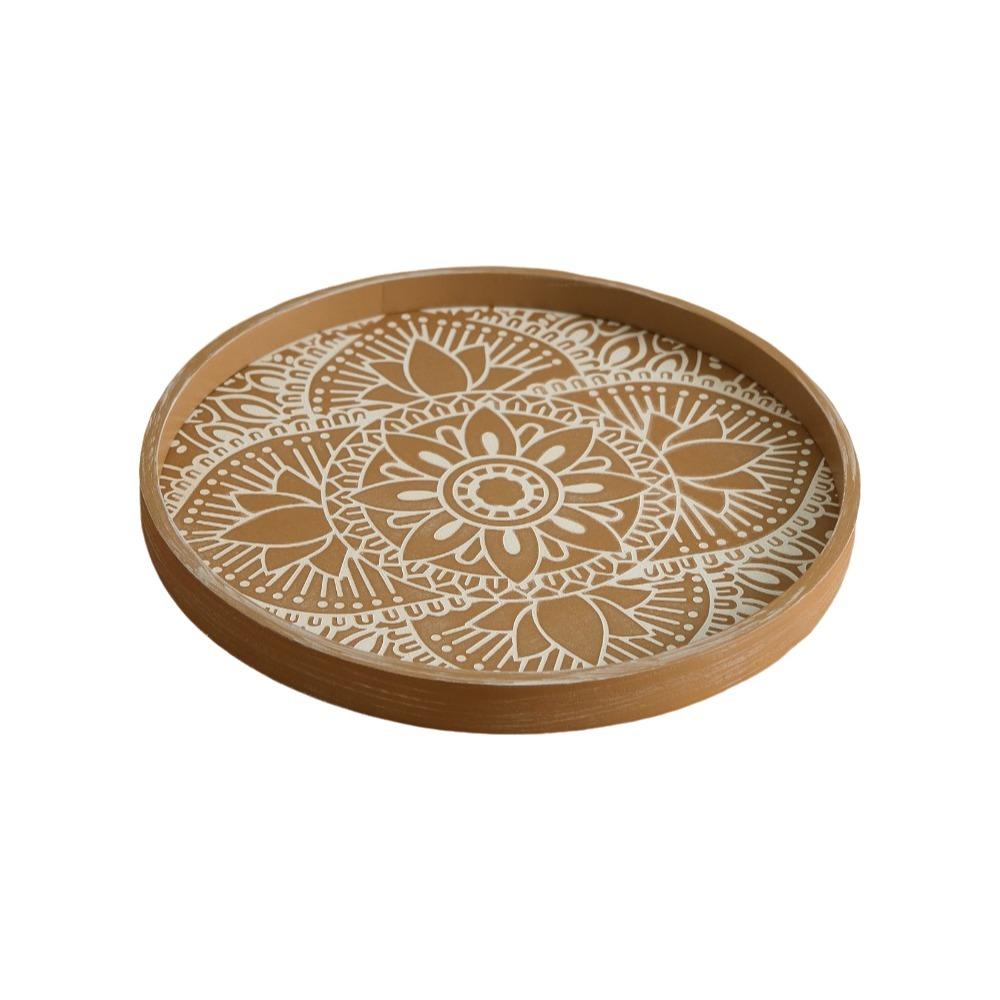 Decorative Wooden Serving Tray Round Fruit Storage Tray Multipurpose Food Bread Pan  Home Decor