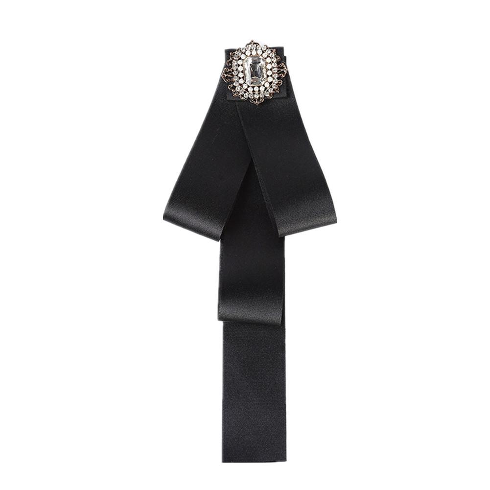 

Women Fashionable Solid Color Long Bowknot Brooch Pins Party Jewelry Gift black #1
