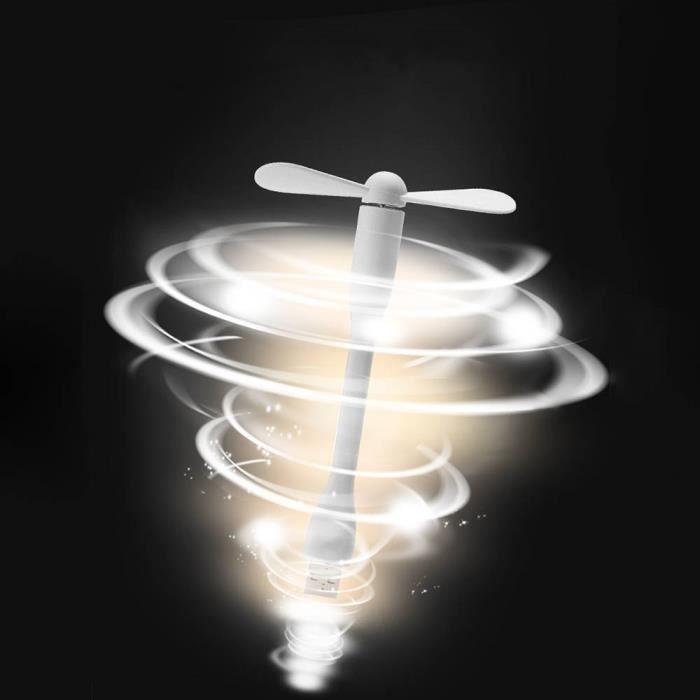 Ventilateur USB - Portable - Blanc - Silencieux 25 dB - Pales en silicone - 14 cm de long